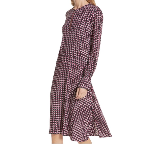 EQUIPMENT MAGNOLIA AMARANTH MULTI RED BLACK WHITE LONG SLEEVE DRESS 6 - Picture 1 of 14